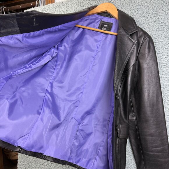 Vintage Mossimo 100% Leather Jacket Women’s M Black Blazer Goth Punk Emo - Picture 5 of 8